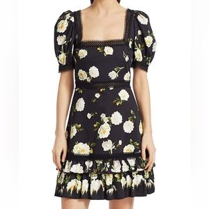 Alice & Olivia Wylie Floral Puff Sleeve Dress (small)